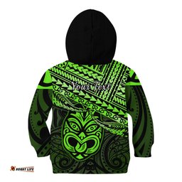 Personalised Matariki New Zealand Kid Hoodie Maori New Year Tiki Green Version