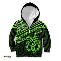 Personalised Matariki New Zealand Kid Hoodie Maori New Year Tiki Green Version