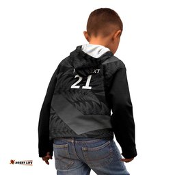 New Zealand Cricket Custom Kid Hoodie Potae Pango Black Fern Pattern