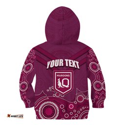 Custom State of Origin NSW Blues Vs QLD Maroon Rugby Kid Hoodie Maroon Style