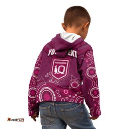 Custom State of Origin NSW Blues Vs QLD Maroon Rugby Kid Hoodie Maroon Style