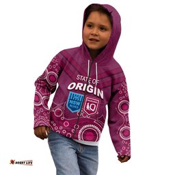 Custom State of Origin NSW Blues Vs QLD Maroon Rugby Kid Hoodie Maroon Style