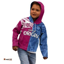 Blues and Maroons Rugby Kid Hoodie State of Origin NSW Combine QLD Sporty Style