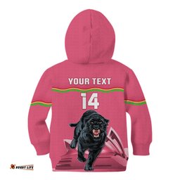 Custom Australia Day Panthers Kid Hoodie NRL 2024 Sydney Opera House With Map Pink
