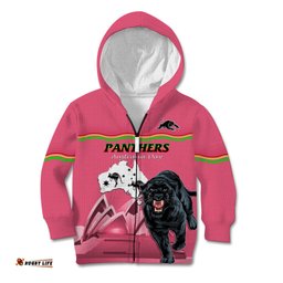 Custom Australia Day Panthers Kid Hoodie NRL 2024 Sydney Opera House With Map Pink