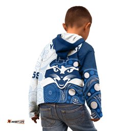 Personalised Geelong Football Kid Hoodie Go Cats Indigenous Art