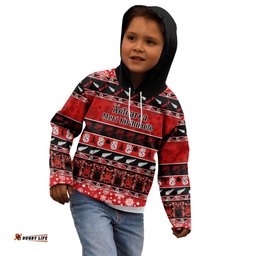 Personalised New Zealand Christmas Kid Hoodie Aotearoa Kiwi Meri Kirihimete Red Version