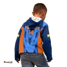 Personalised India Cricket Kid Hoodie Men In Blue Go Champions World Cup