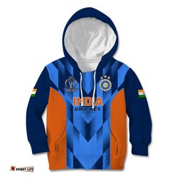 Personalised India Cricket Kid Hoodie Men In Blue Go Champions World Cup