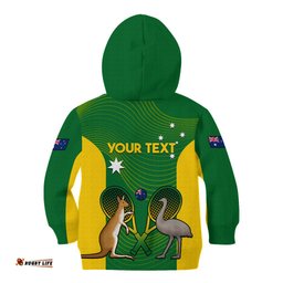 Personalised Australia Tennis Kid Hoodie Aussie Pride National Color