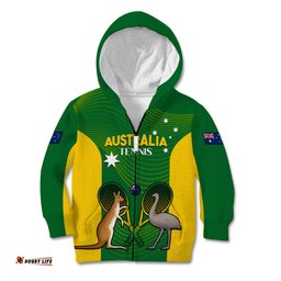 Personalised Australia Tennis Kid Hoodie Aussie Pride National Color