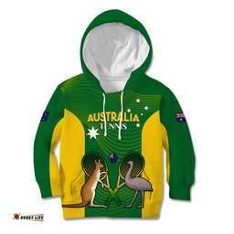 Personalised Australia Tennis Kid Hoodie Aussie Pride National Color