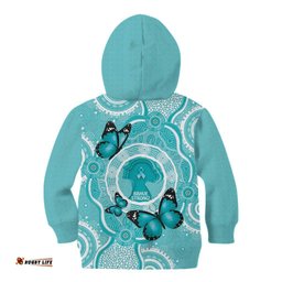 Australia Cervical Cancer Awareness Month Kid Hoodie Brave Strong Butterfly Aboriginal Art