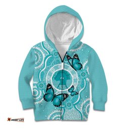 Australia Cervical Cancer Awareness Month Kid Hoodie Brave Strong Butterfly Aboriginal Art