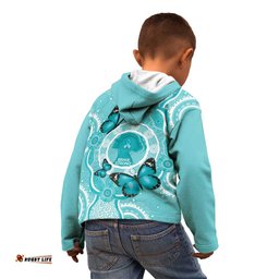 Australia Cervical Cancer Awareness Month Kid Hoodie Brave Strong Butterfly Aboriginal Art