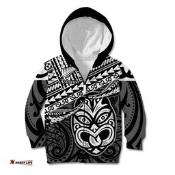 Personalised Matariki New Zealand Kid Hoodie Maori New Year Tiki Black Version
