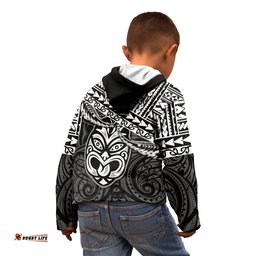 Personalised Matariki New Zealand Kid Hoodie Maori New Year Tiki Black Version