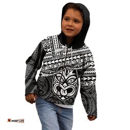 Personalised Matariki New Zealand Kid Hoodie Maori New Year Tiki Black Version
