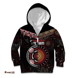 Aotearoa and Australia Indigenous Kid Hoodie Stand Together For Te Tiriti