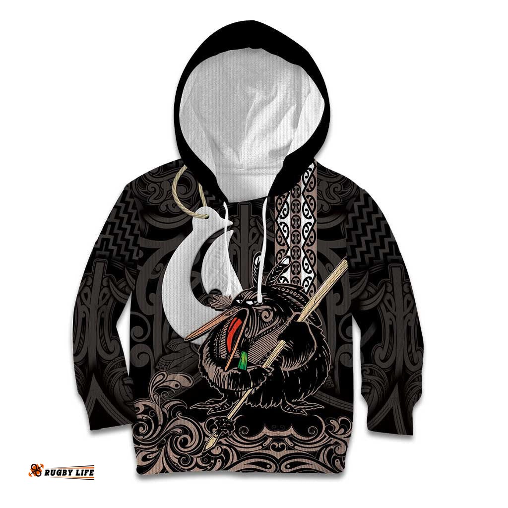Aotearoa Hei Matau Kid Hoodie Haka Kiwi Mix Maori Mangopare