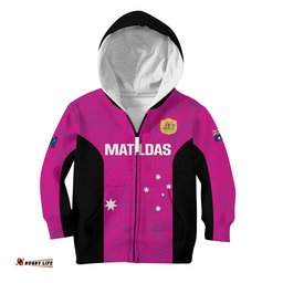 Custom Australia Soccer Kid Hoodie Matildas Go Champions Pink