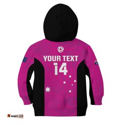 Custom Australia Soccer Kid Hoodie Matildas Go Champions Pink