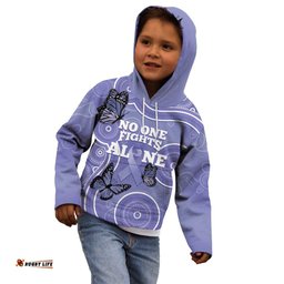 Australia Stomach Cancer Awareness Kid Hoodie No One Fights Alone Aboriginal Art