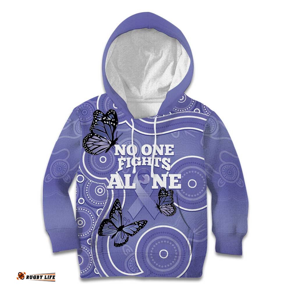 Australia Stomach Cancer Awareness Kid Hoodie No One Fights Alone Aboriginal Art