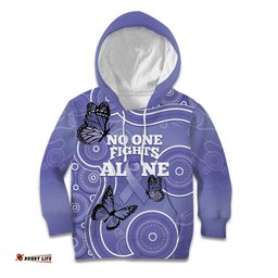 Australia Stomach Cancer Awareness Kid Hoodie No One Fights Alone Aboriginal Art