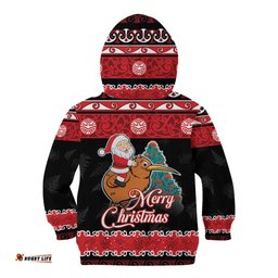 New Zealand Christmas Kid Hoodie Funny Santa Riding Kiwi Meri Kirihimete