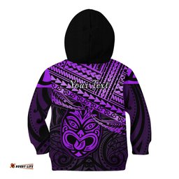 Personalised Matariki New Zealand Kid Hoodie Maori New Year Tiki Purple Version