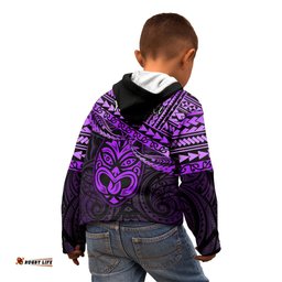 Personalised Matariki New Zealand Kid Hoodie Maori New Year Tiki Purple Version