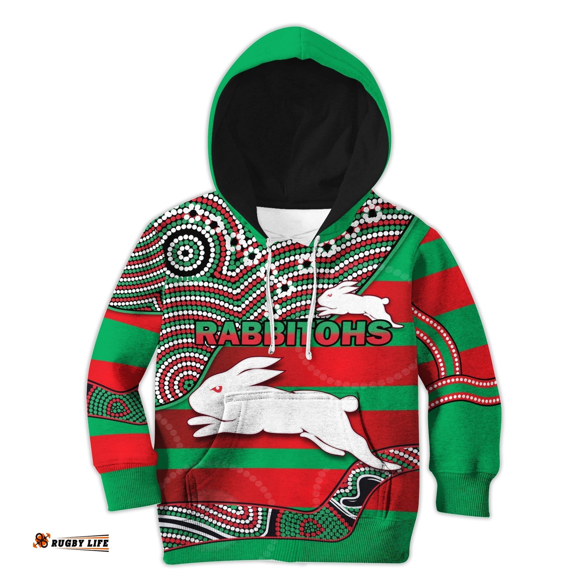 Rabbitohs Hoodie KID Rugby South Sydney Indigenous Charming Custom Text and Number