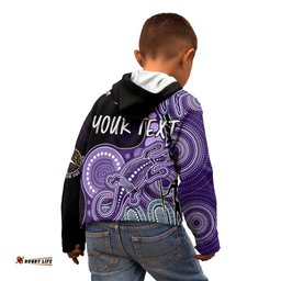 Personalised NAIDOC Week AFL Dockers Kid Hoodie Aboriginal Dot Art Lizard Mix Boomerang