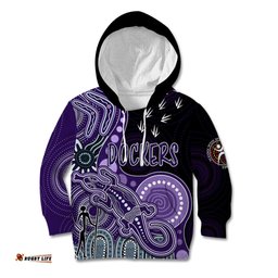 Personalised NAIDOC Week AFL Dockers Kid Hoodie Aboriginal Dot Art Lizard Mix Boomerang