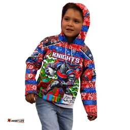 Custom Knights Rugby Merry Christmas Kid Hoodie Indigenous Australian Art
