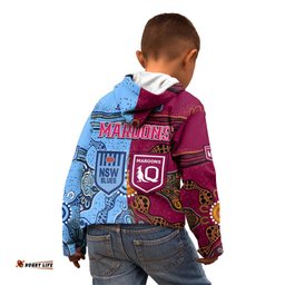 Blues and Maroons Rugby Kid Hoodie State of Origin NSW Combine Queensland Aboriginal