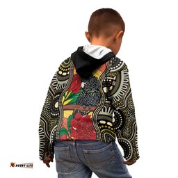 Waratah And Banksian Cockatoo Kid Hoodie Aboriginal Art