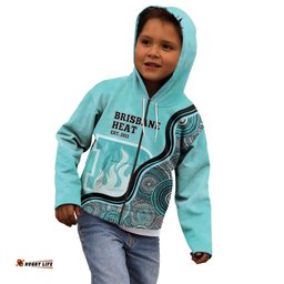 Custom Brisbane Heat Kid Hoodie Indigenous Art Grunge Style