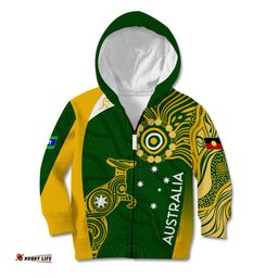 Personalised Australia Indigenous Kid Hoodie Wallabies Champions Rugby World Cup