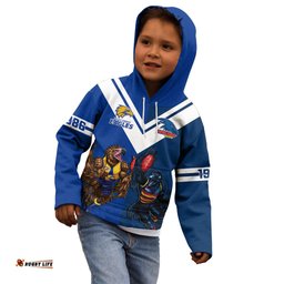 Personalised Eagles And Crows Football Kid Hoodie West Coast Mix Adelaide Sporty Version