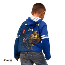 Personalised Eagles And Crows Football Kid Hoodie West Coast Mix Adelaide Sporty Version