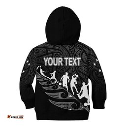 Personalised New Zealand Football Ferns Kid Hoodie Women World Cup Tribal Koru Pattern