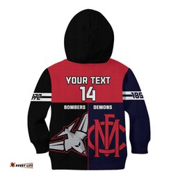 Personalised Melbourne And Essendon Football Kid Hoodie Demons Mix Bombers Sporty Version