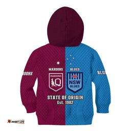 QLD Maroons And NSW Blues Rugby Kid Hoodie Sporty Version