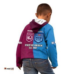 QLD Maroons And NSW Blues Rugby Kid Hoodie Sporty Version