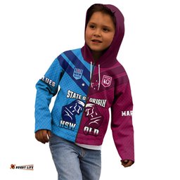QLD Maroons And NSW Blues Rugby Kid Hoodie Sporty Version