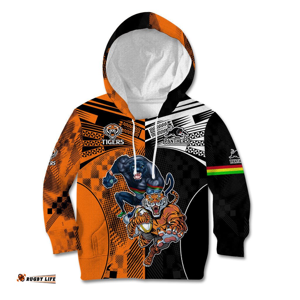 Custom NRL Tigers Combine Panthers Rugby Kid Hoodie Sporty Style