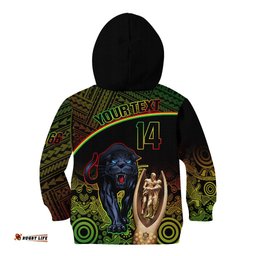 Custom Panthers Rugby Kid Hoodie Go Premiers Back To Back Polynesian Indigenous Art