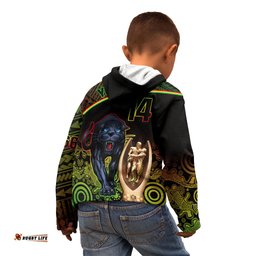 Custom Panthers Rugby Kid Hoodie Go Premiers Back To Back Polynesian Indigenous Art